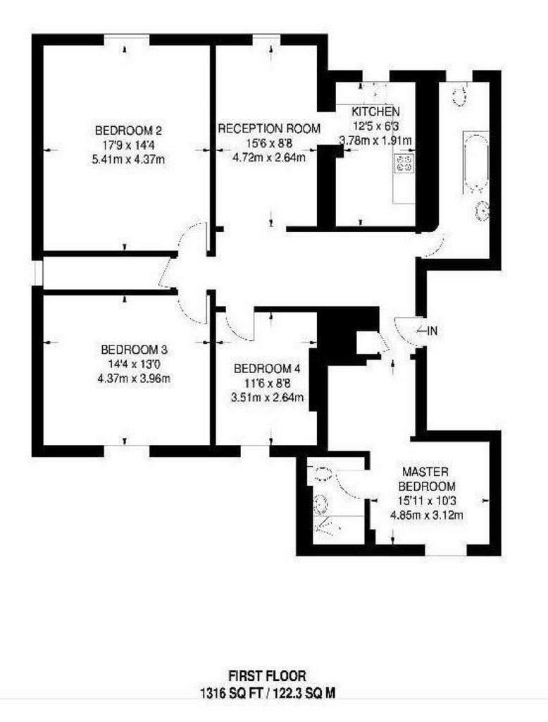 4 bedroom flat to rent - floorplan