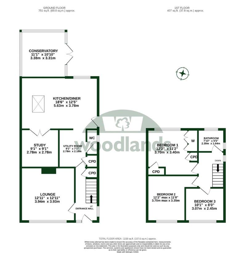 3 bedroom semi-detached house for sale - floorplan