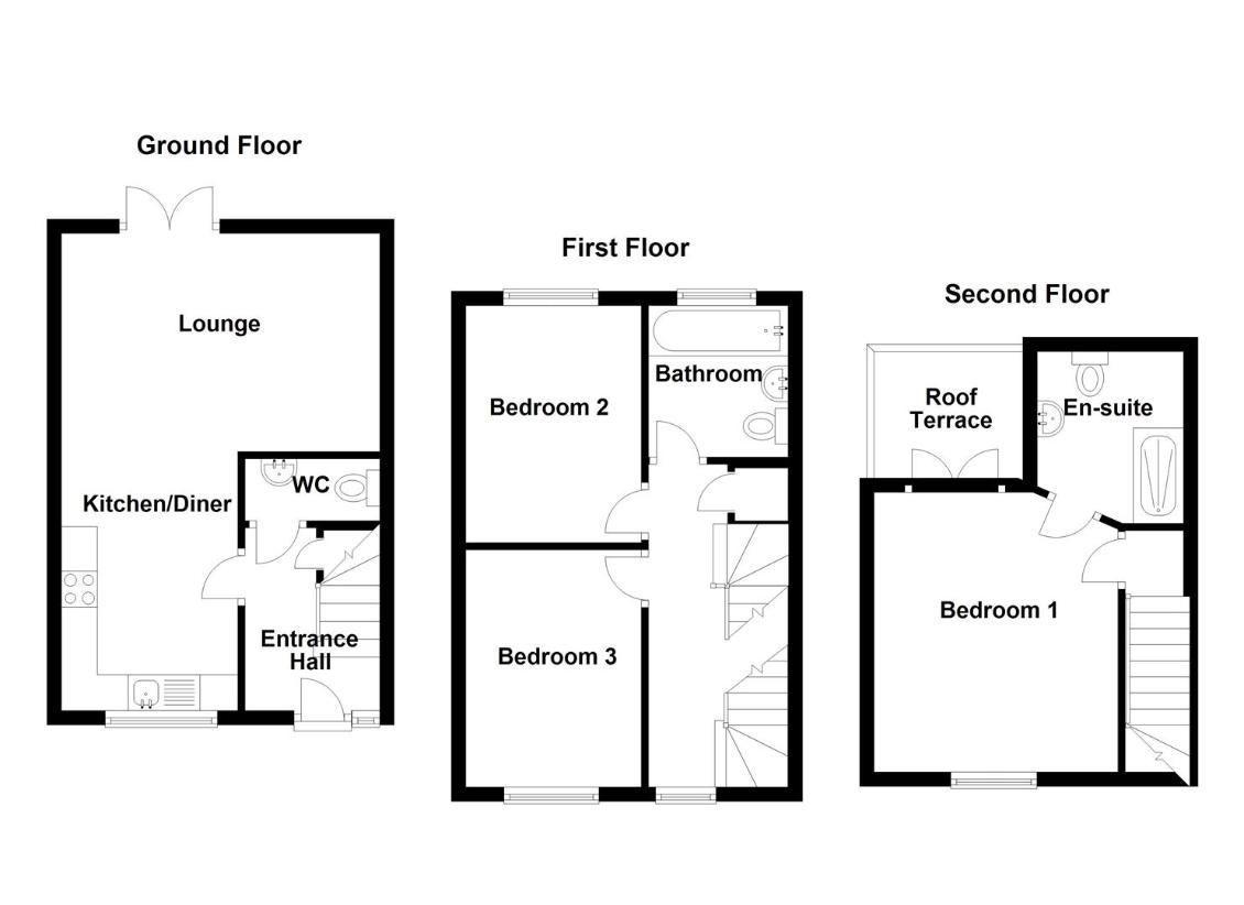 3 bedroom town house for sale - floorplan