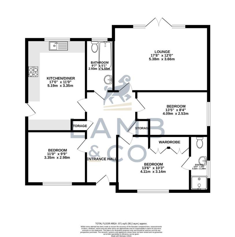 3 bedroom bungalow for sale - floorplan