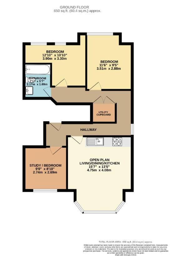 3 bedroom flat for sale - floorplan