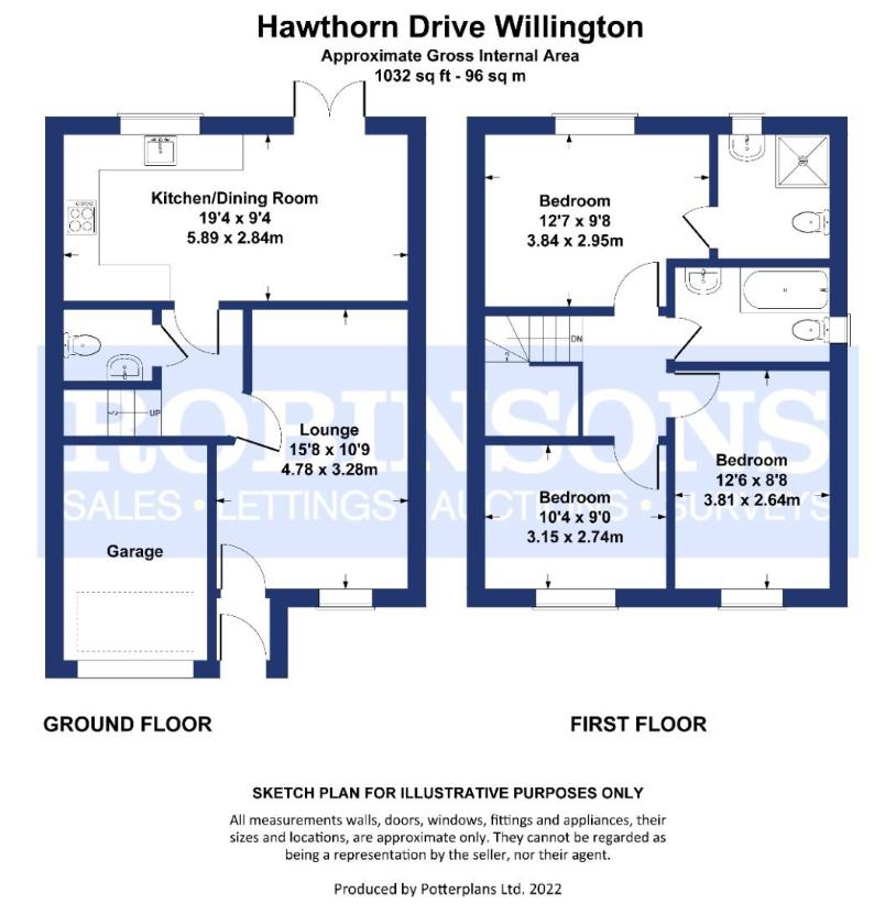 3 bedroom semi-detached house for sale - floorplan