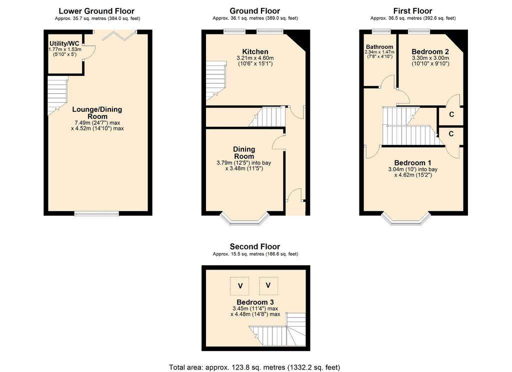 3 bedroom semi-detached house for sale - floorplan