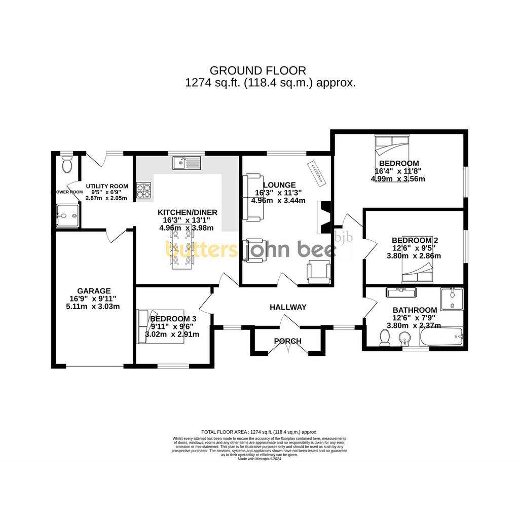 3 bedroom detached bungalow for sale - floorplan