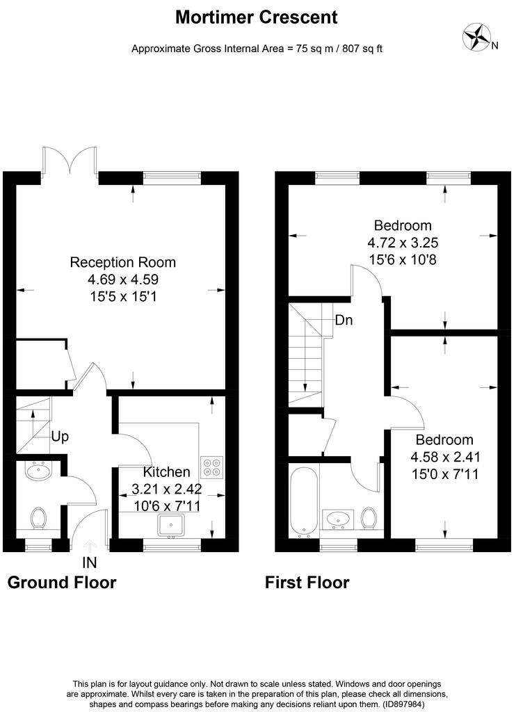 2 bedroom terraced house for sale - floorplan