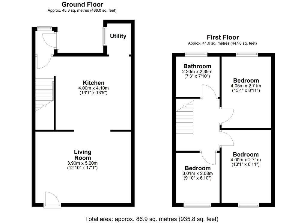 2 bedroom terraced house for sale - floorplan