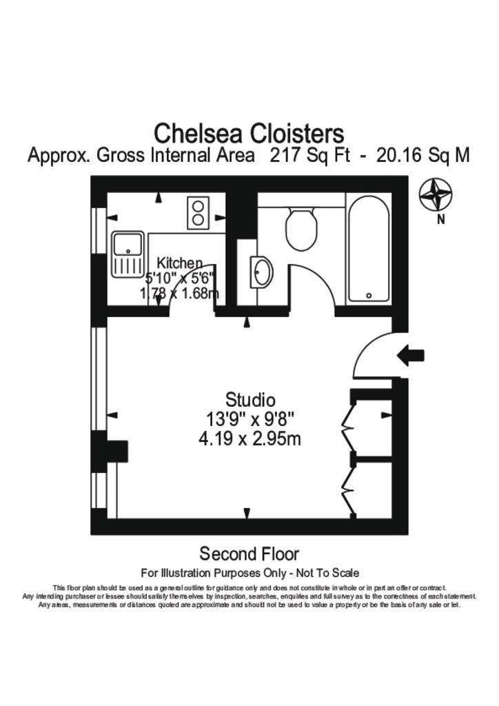 Studio flat to rent - floorplan