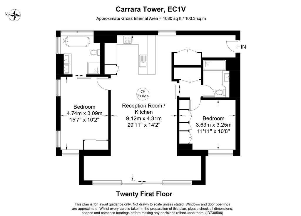 2 bedroom flat to rent - floorplan