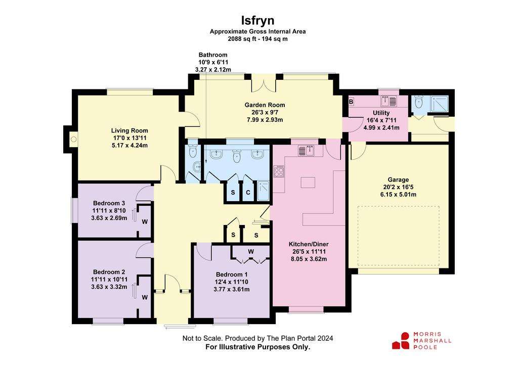 3 bedroom bungalow for sale - floorplan