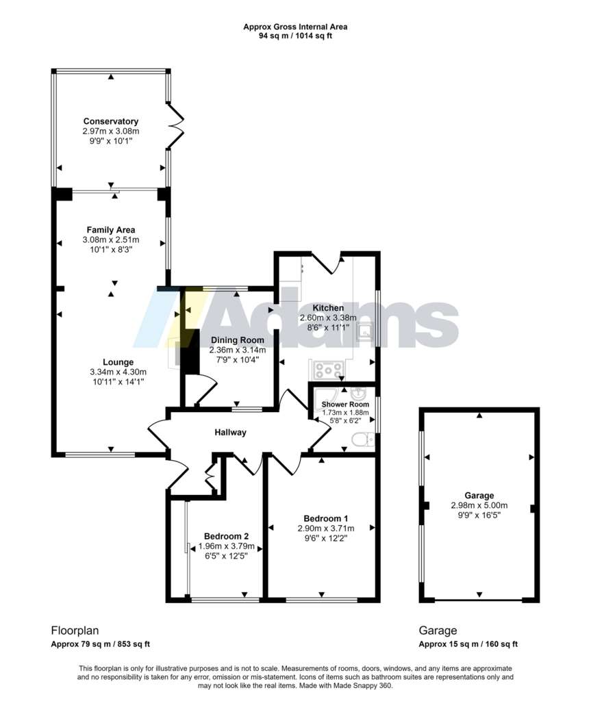 2 bedroom semi-detached bungalow for sale - floorplan