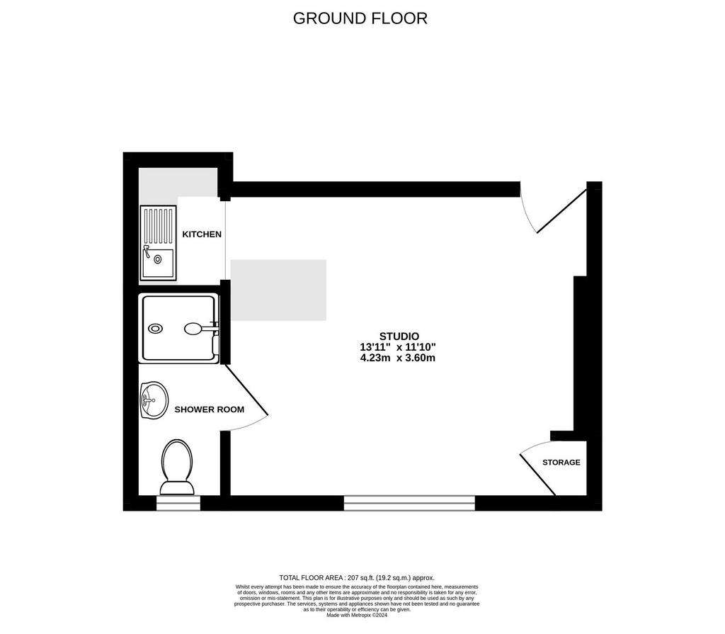 Studio flat to rent - floorplan