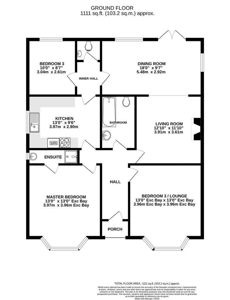 3 bedroom bungalow for sale - floorplan