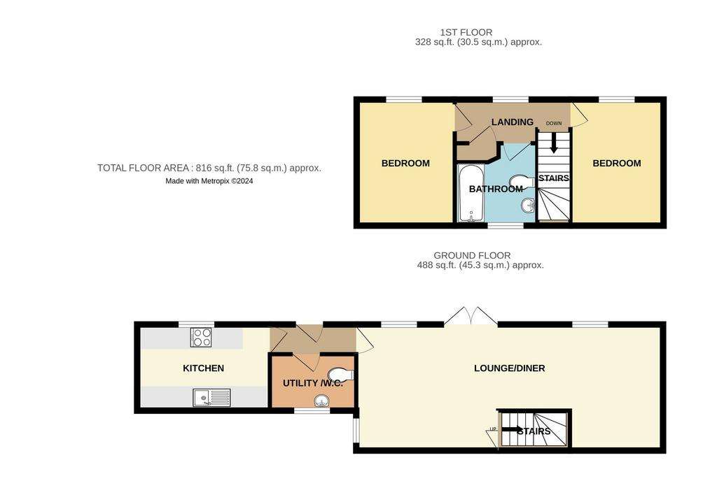 2 bedroom semi-detached house for sale - floorplan