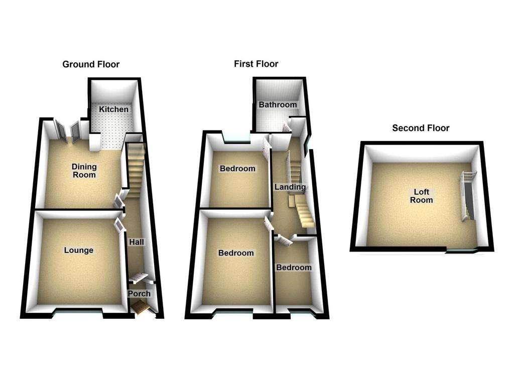 3 bedroom end of terrace house for sale - floorplan