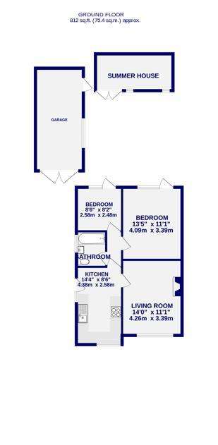 2 bedroom semi-detached bungalow for sale - floorplan