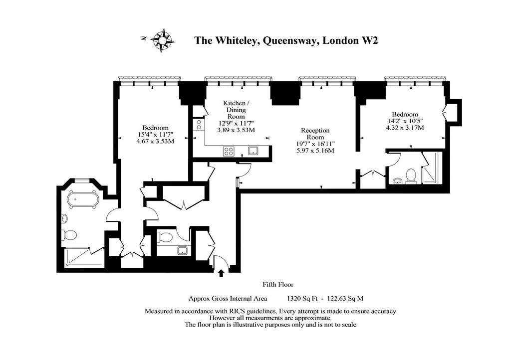 2 bedroom flat to rent - floorplan