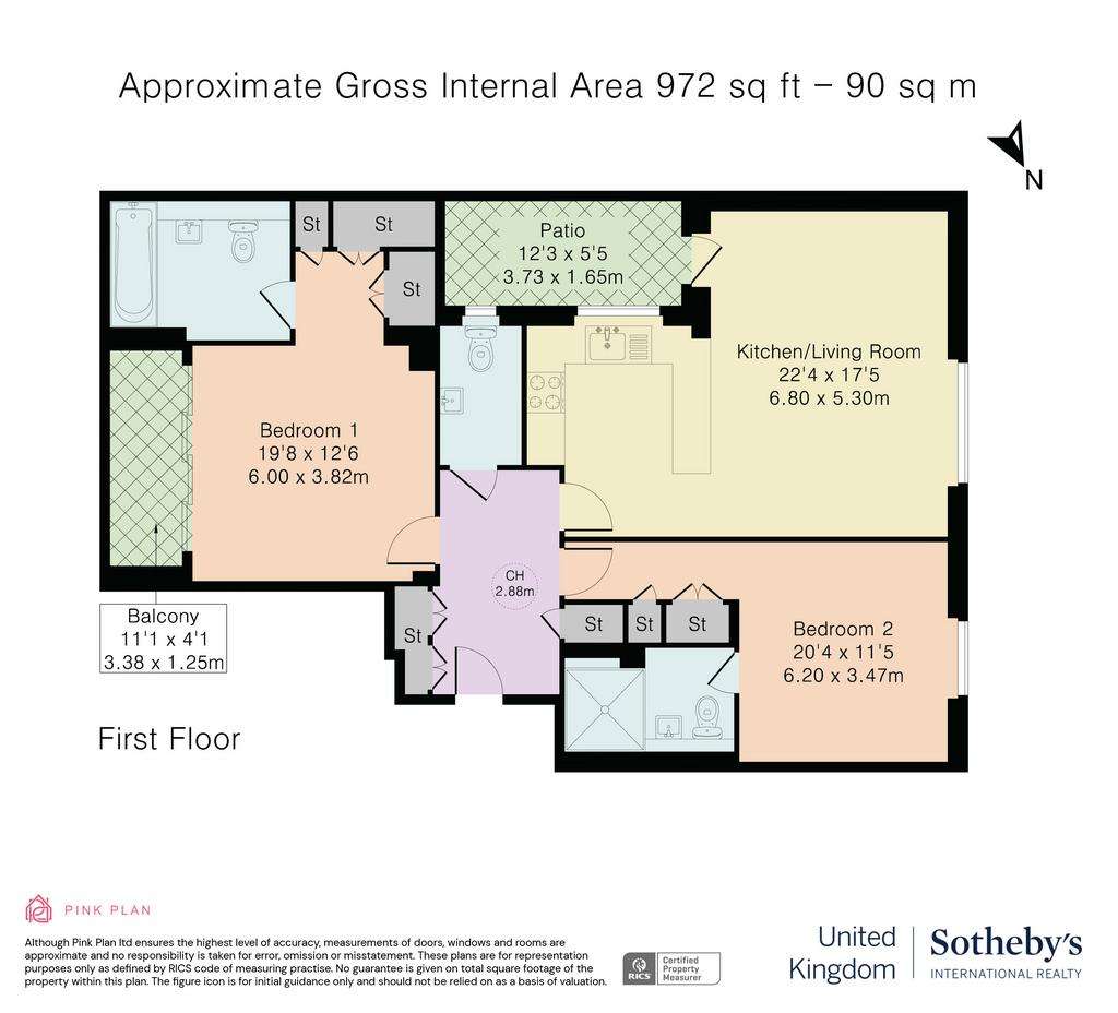 2 bedroom flat to rent - floorplan