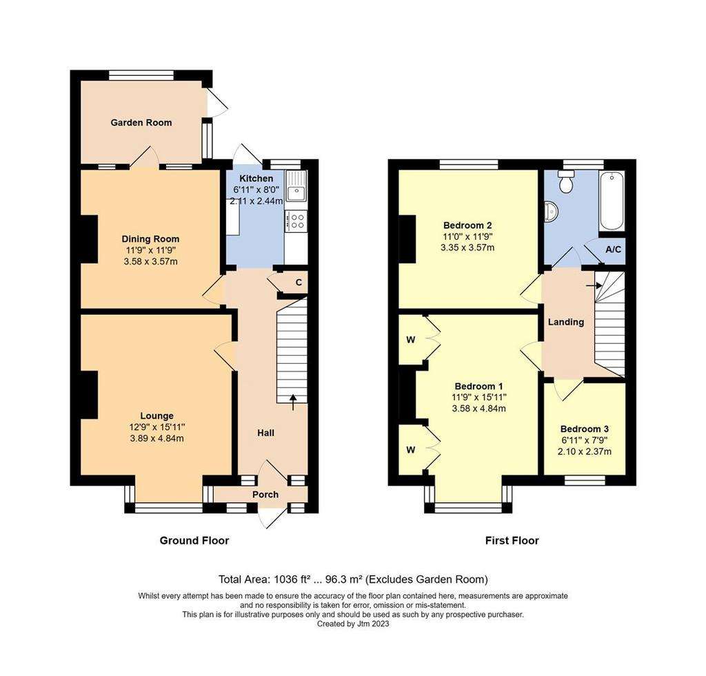 3 bedroom terraced house for sale - floorplan