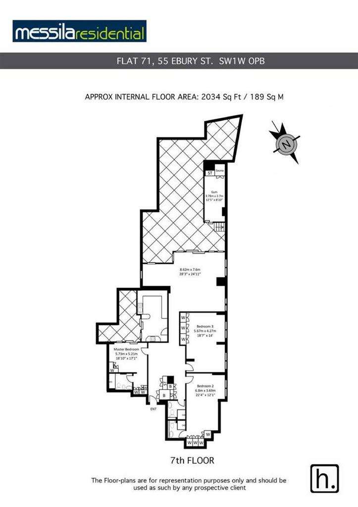 3 bedroom penthouse apartment to rent - floorplan