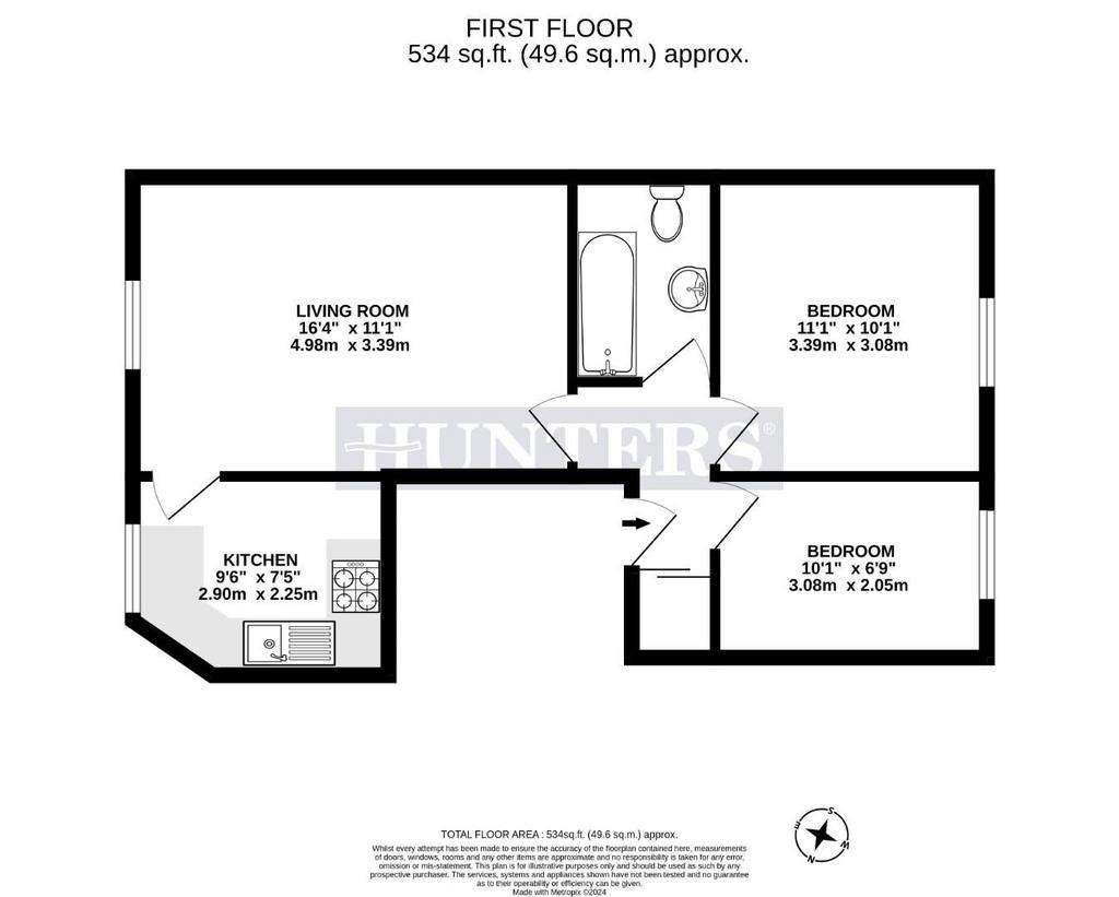 2 bedroom house to rent - floorplan