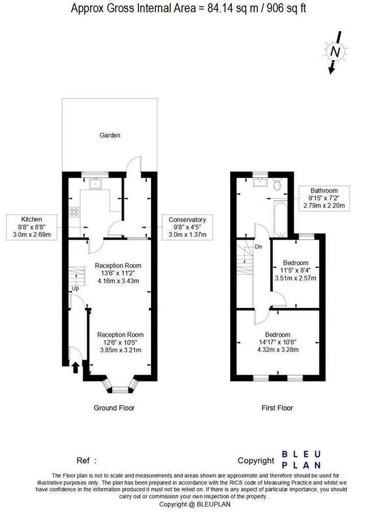 2 bedroom terraced house to rent - floorplan