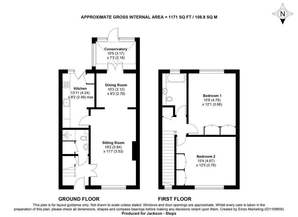 2 bedroom terraced house for sale - floorplan