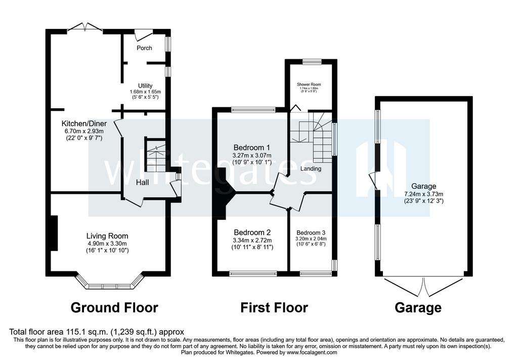 3 bedroom semi-detached house for sale - floorplan