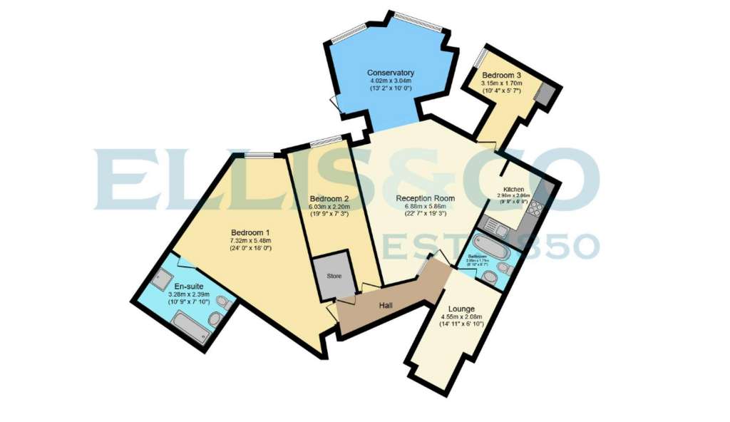 3 bedroom flat for sale - floorplan