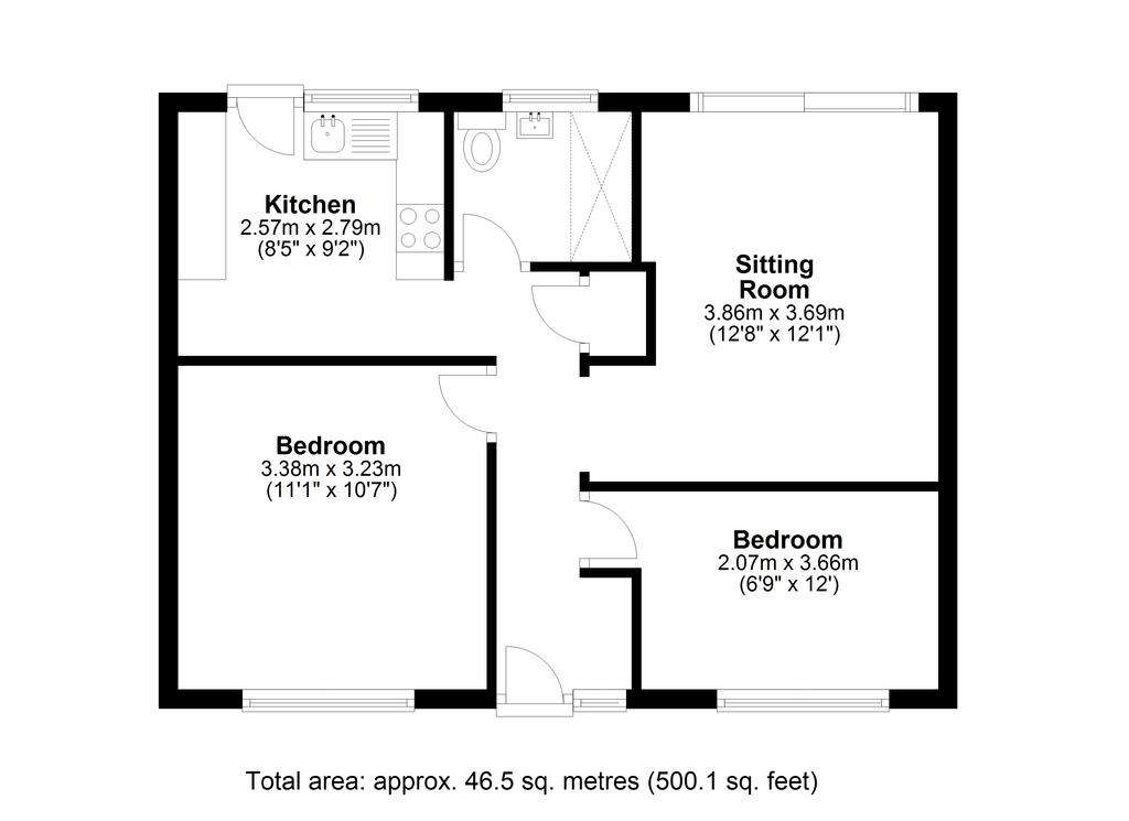 2 bedroom bungalow for sale - floorplan