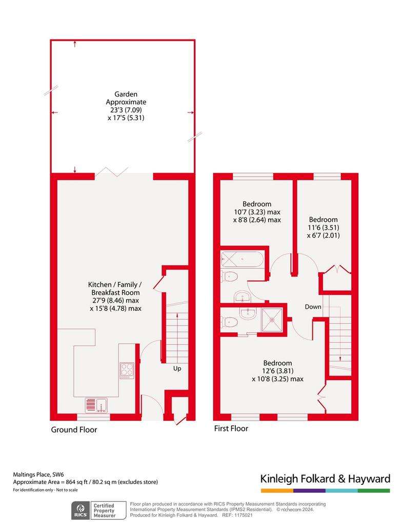 3 bedroom terraced house for sale - floorplan