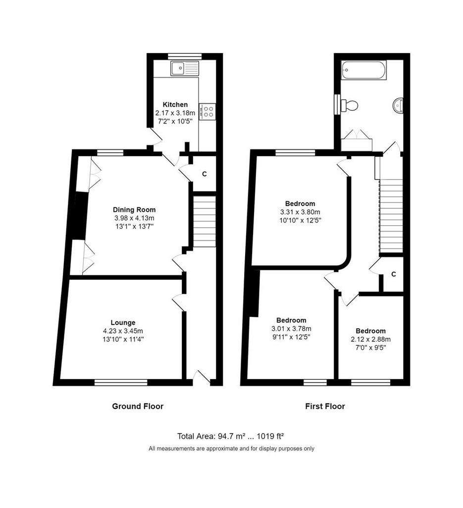 3 bedroom end of terrace house for sale - floorplan