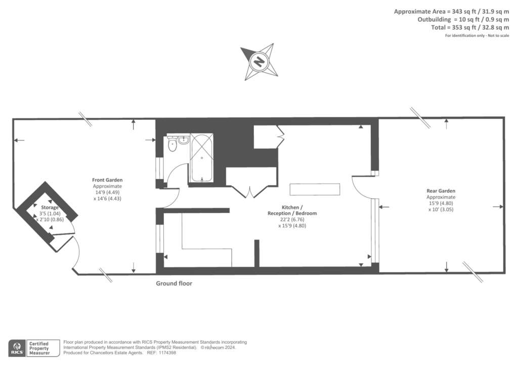 Studio flat for sale - floorplan