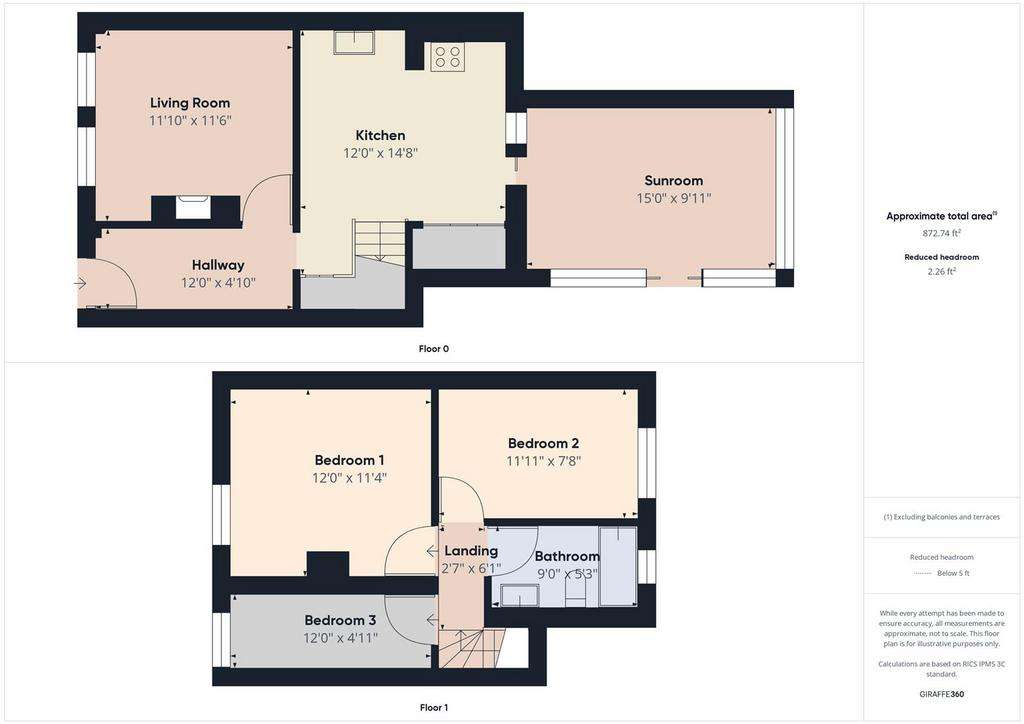 3 bedroom terraced house for sale - floorplan