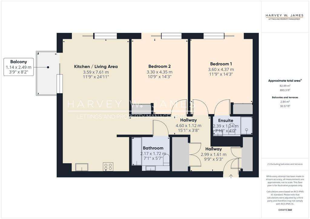 2 bedroom flat to rent - floorplan