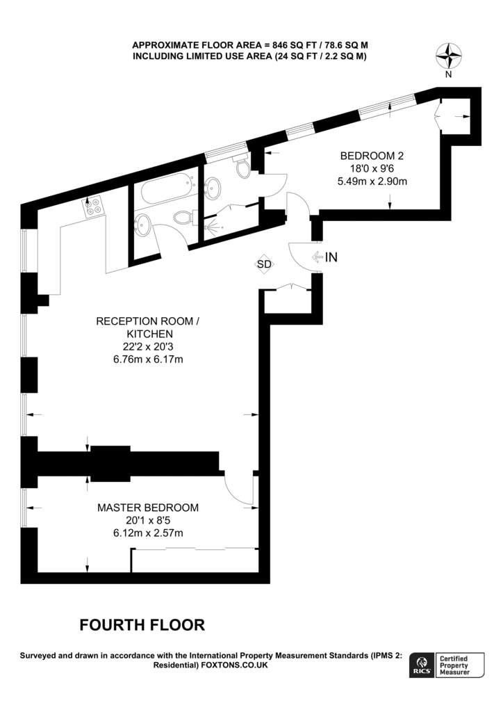 2 bedroom flat to rent - floorplan