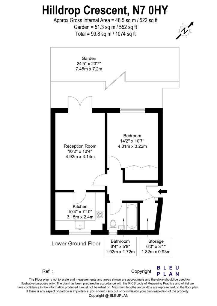 1 bedroom flat to rent - floorplan