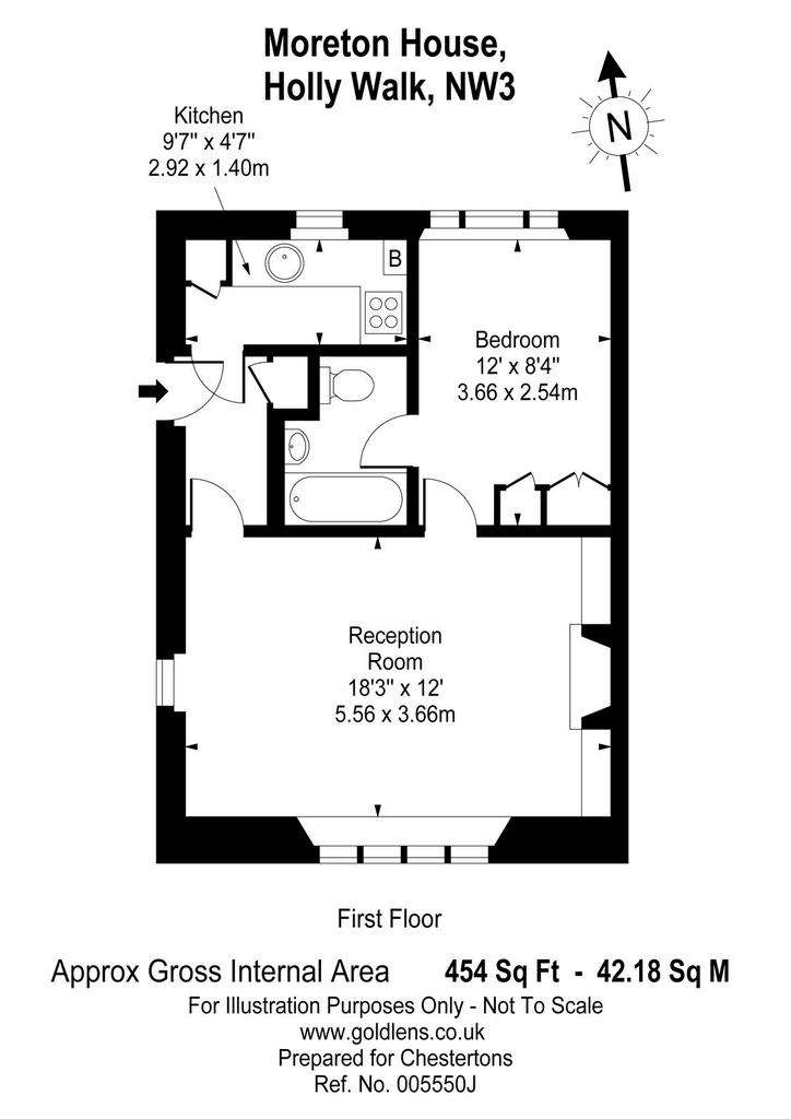 1 bedroom flat to rent - floorplan