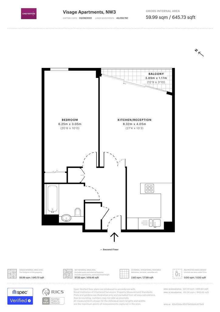 1 bedroom flat to rent - floorplan