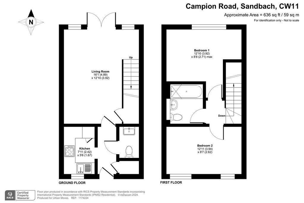 2 bedroom terraced house for sale - floorplan