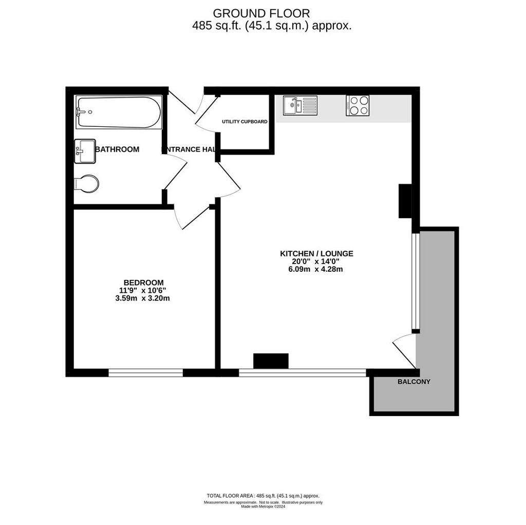 1 bedroom flat for sale - floorplan