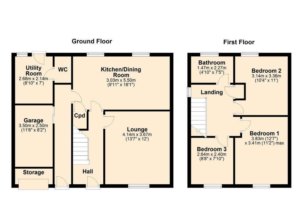 3 bedroom semi-detached house for sale - floorplan