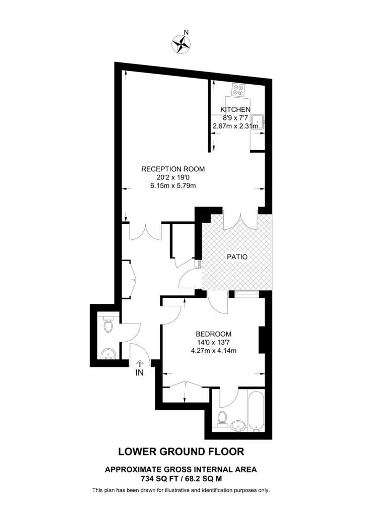 1 bedroom flat to rent - floorplan