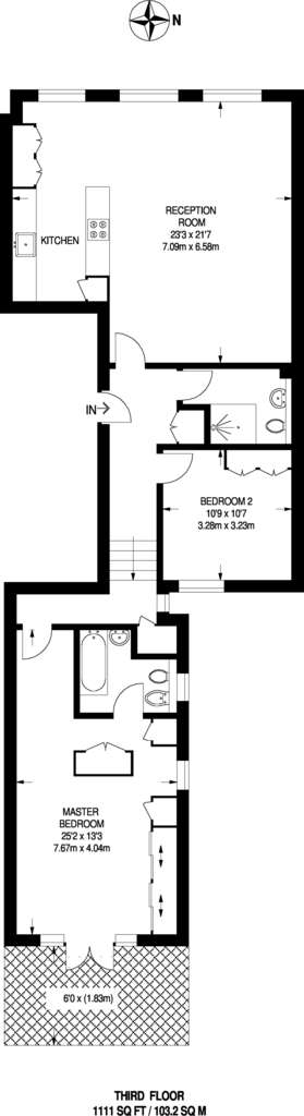 2 bedroom flat to rent - floorplan