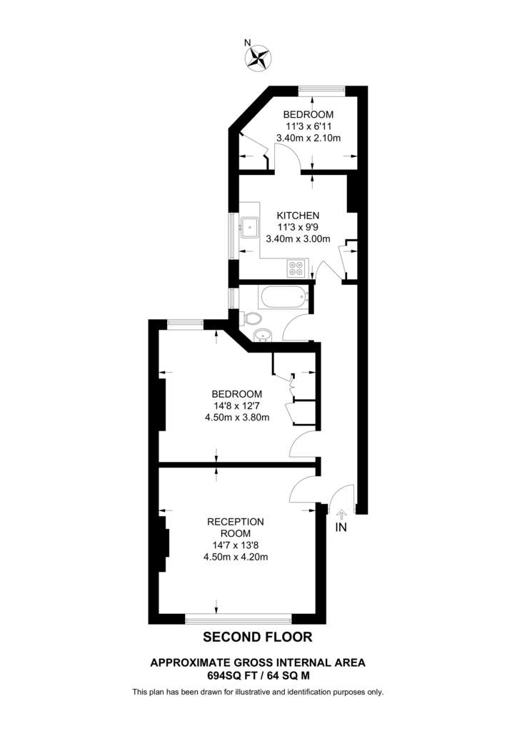 2 bedroom flat to rent - floorplan