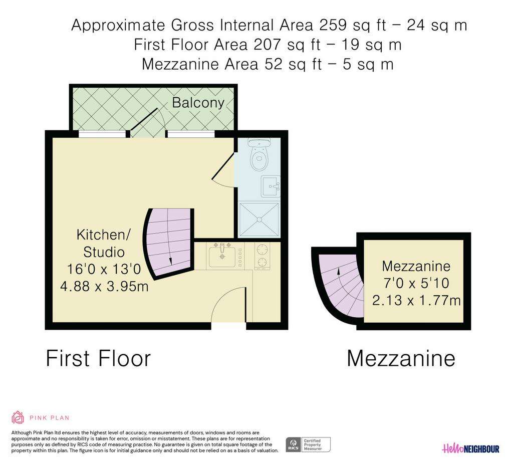 Studio flat to rent - floorplan