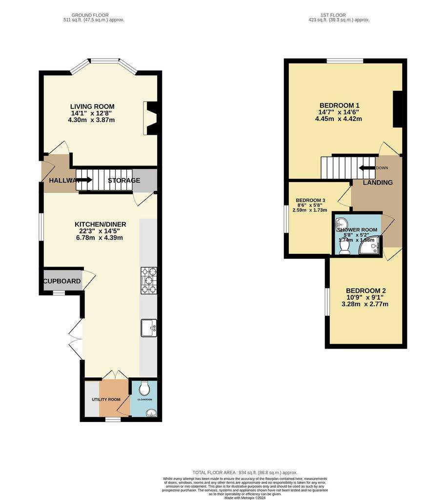 3 bedroom semi-detached house for sale - floorplan