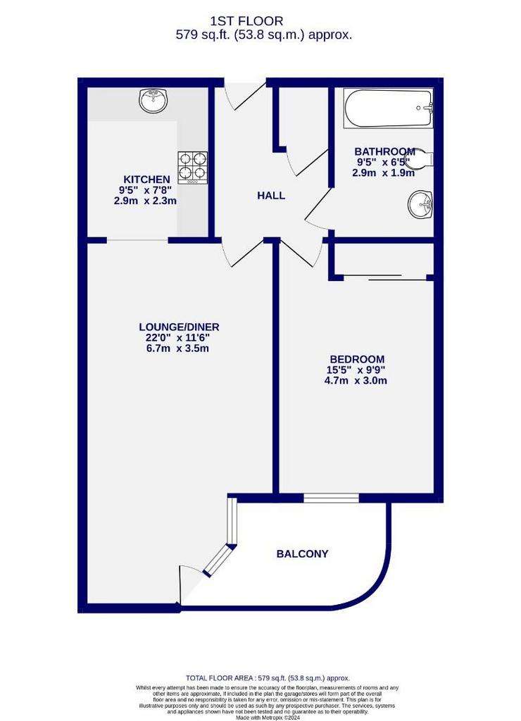 1 bedroom flat for sale - floorplan