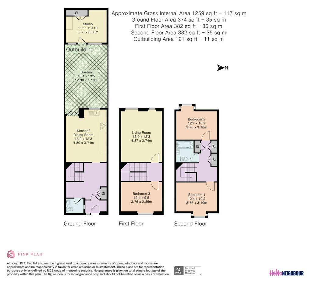 3 bedroom terraced house to rent - floorplan