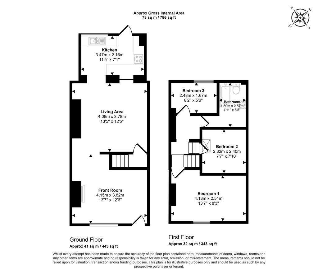 3 bedroom terraced house for sale - floorplan