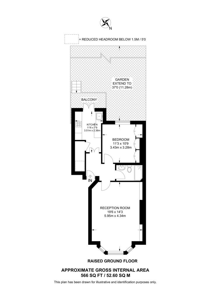 1 bedroom flat to rent - floorplan